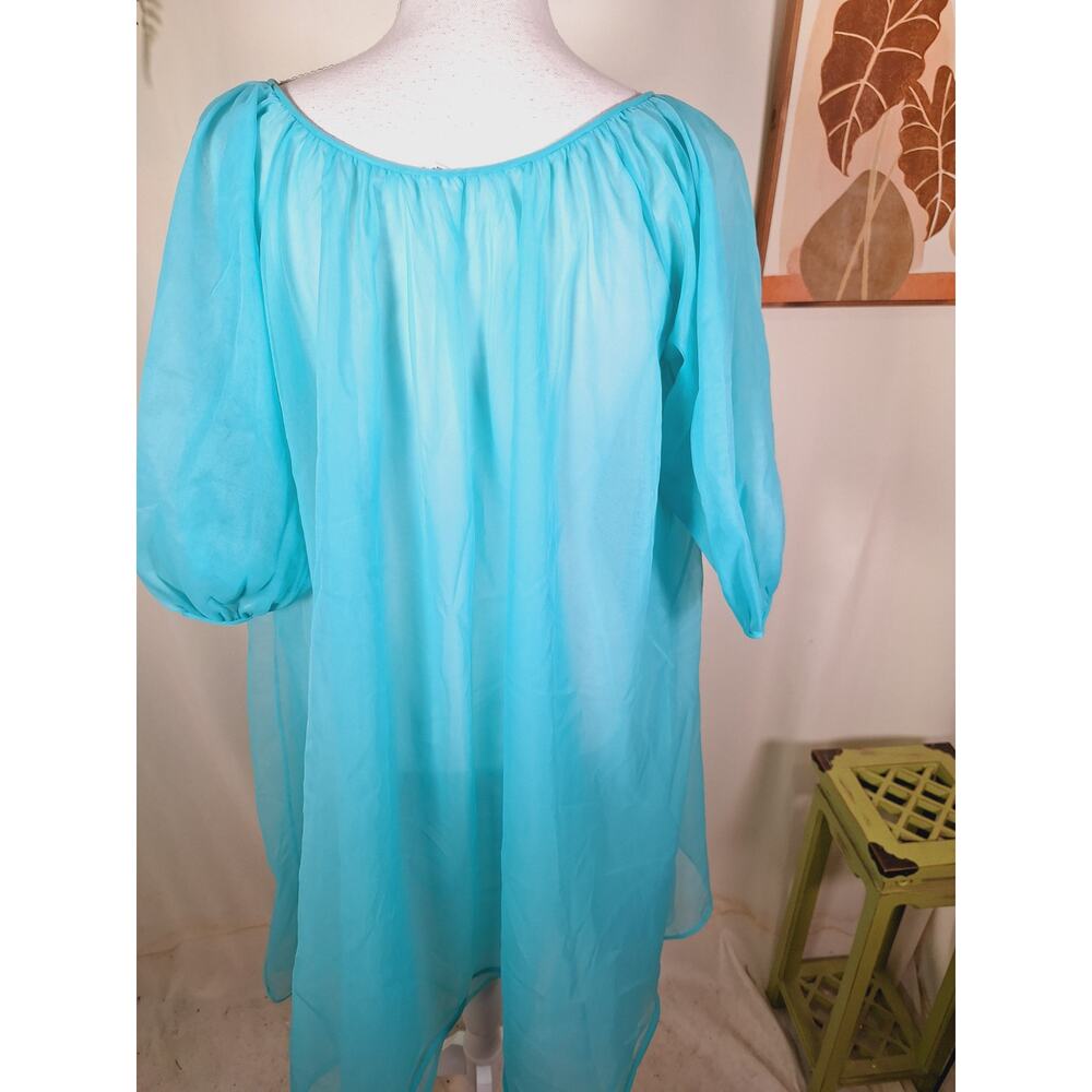 Fantasy Lingerie Women's Teal Vintage Nightgown Cover Small - Picture 2 of 5
